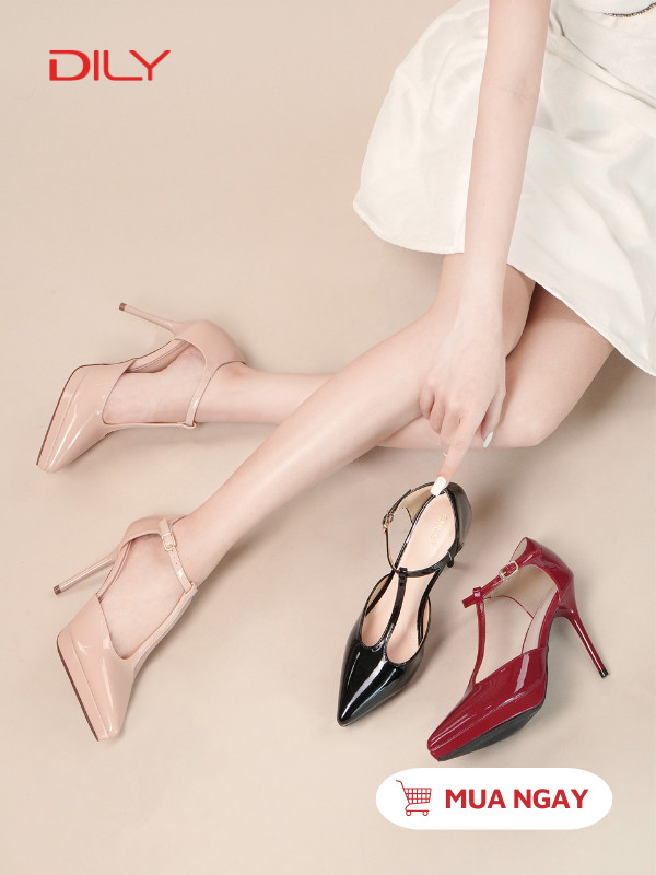 Giày đế đúp mũi nhọn quai chữ T tôn dáng AA0465 - DILY