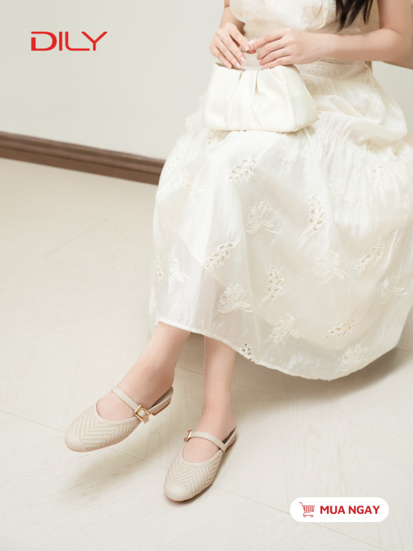 Dép sục mũi tròn họa tiết đan mây nổi bật DL0641 - DILY