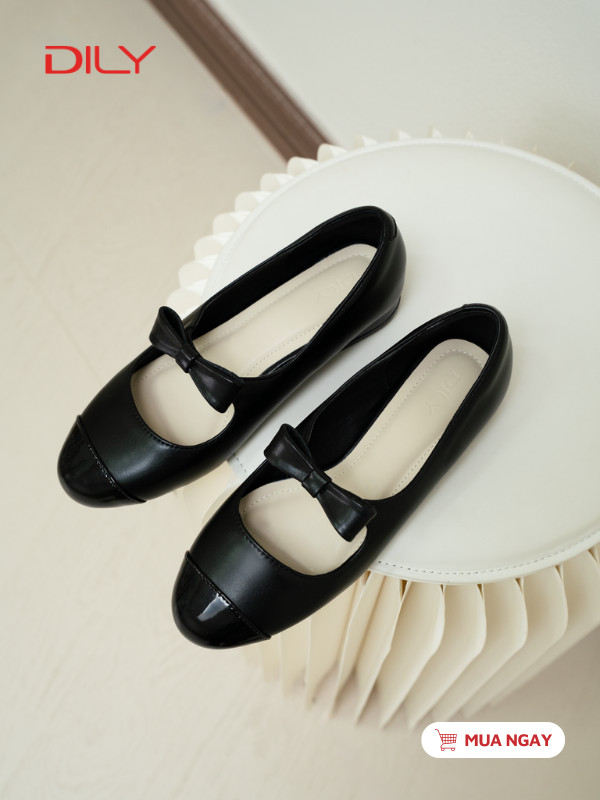 Giày búp bê mũi tròn phối nơ trẻ trung, xinh xắn DL0640 - DILY