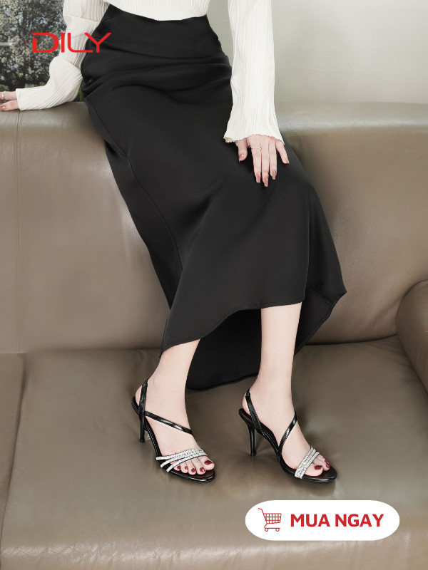 Giày cao gót đính đá quai mảnh thời thượng DL0550 - DILY