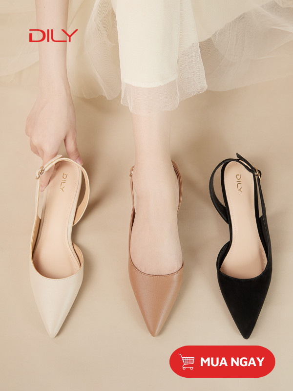 Giày slingback mũi nhọn nhẹ nhàng, siêu tôn chân AA0439 - DILY